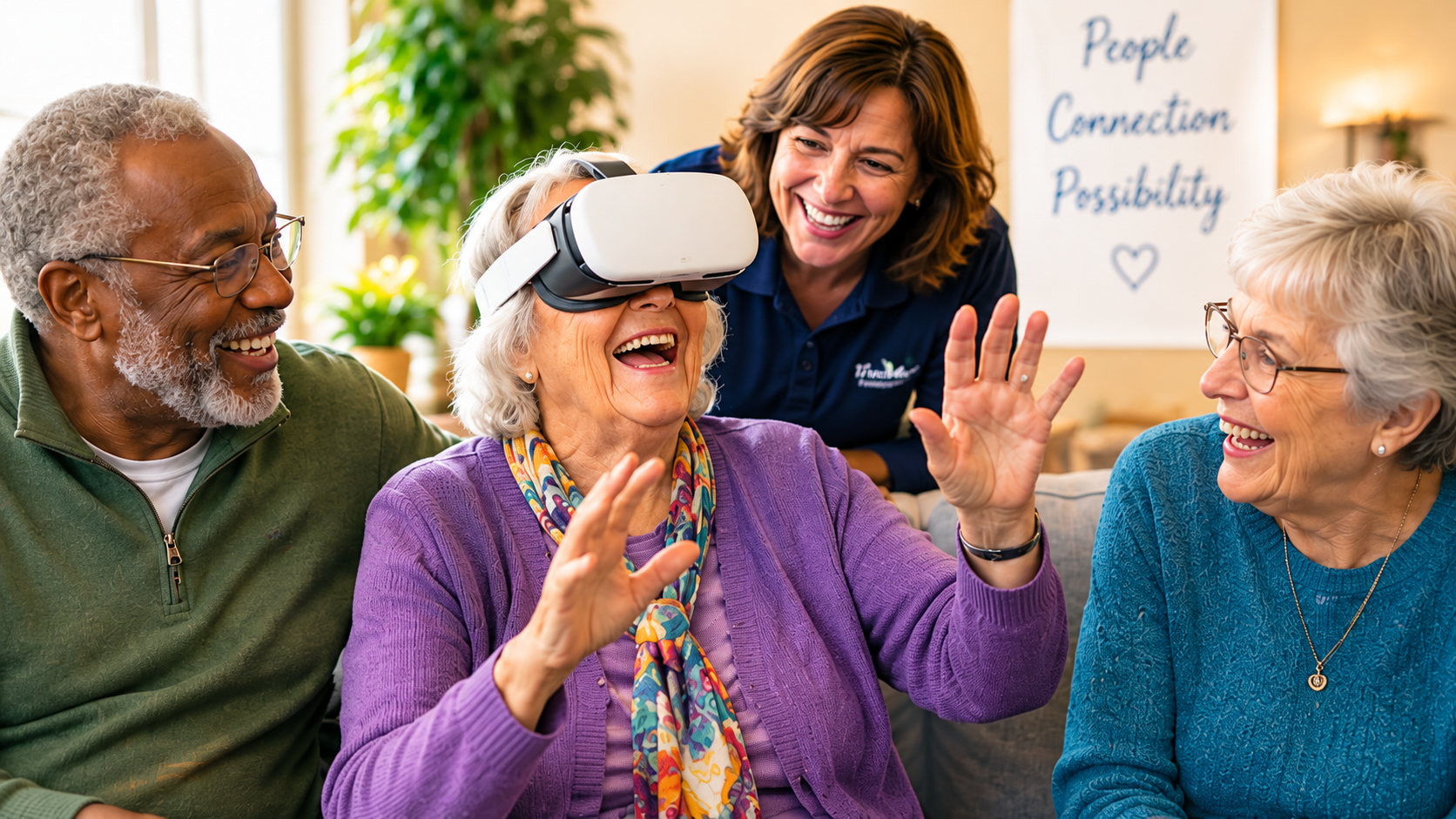 Senior enjoying virtual reality